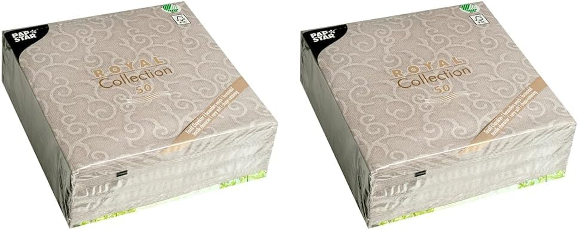 Papstar, 50 șervețele "ROYAL Collection" 1/4-fold 40 Cm X 40 Cm gri "Casali", #84889 (pachet de 2)