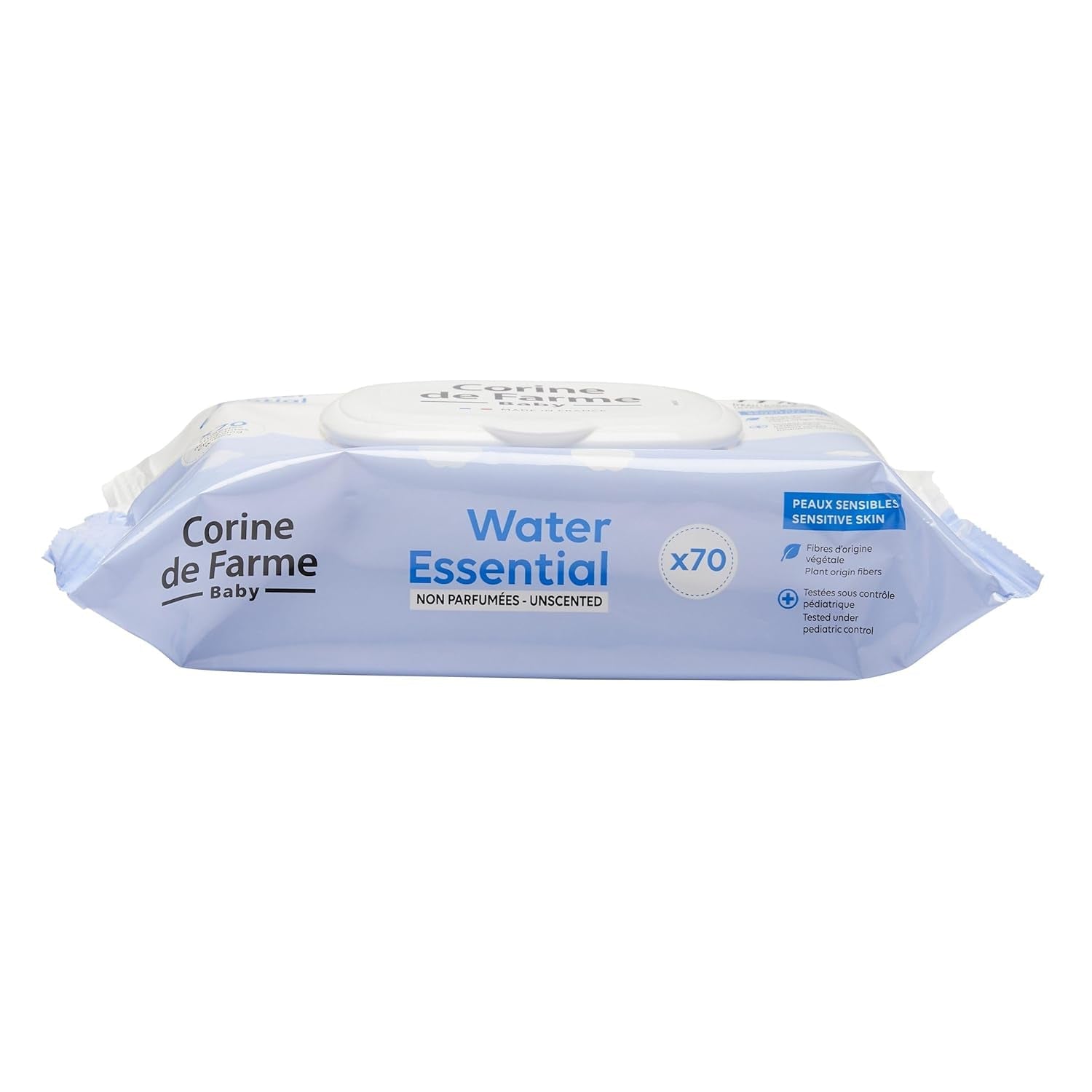 Șervețele umede Change Water Essential pentru bebeluși x70 - Produs de toaletă din fibre vegetale - Apă ultrapurificată 99% - Igienă de la naștere - Capac resigilabil
