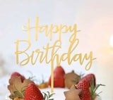 Decoratiune Happy Birthday Topper - Auriu Din Acrilic Non Comestibil Perfect Pentru Torturi