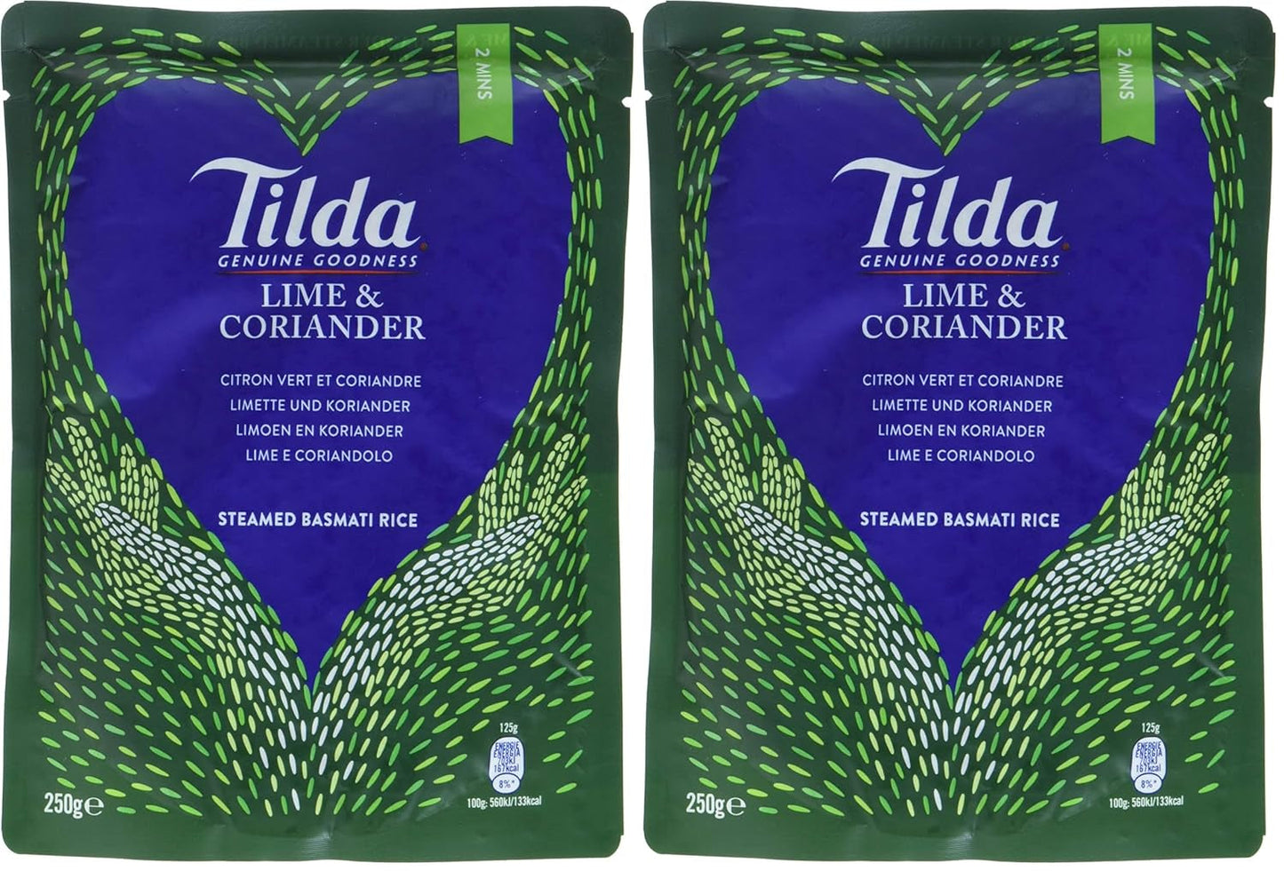 Orez TILDA Basmati gătit la aburi cu lime și coriandru pentru cuptorul cu microunde, 250 g