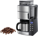Cafetieră Russell Hobbs cu râșniță și carafă termică [temporizator digital, cap de duș pentru extracție și aromă optime] Grind&Brew (1-10 cești, 3 setări de măcinare) Cafetieră cu filtru 25620-56