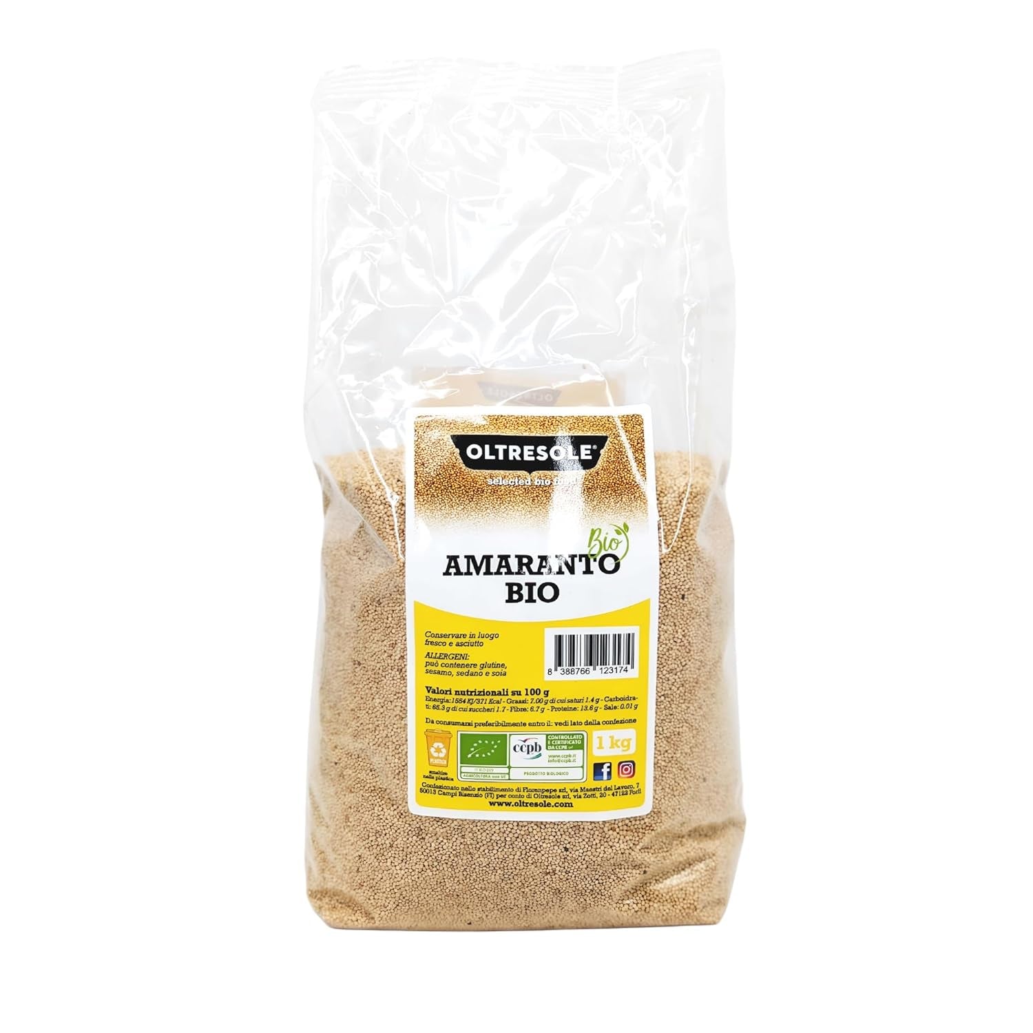 Amarant organic 5 kg, boabe crude în boabe, semințe din culturi organice controlate, bogate în fibre, minerale și vitamine, pachet economic