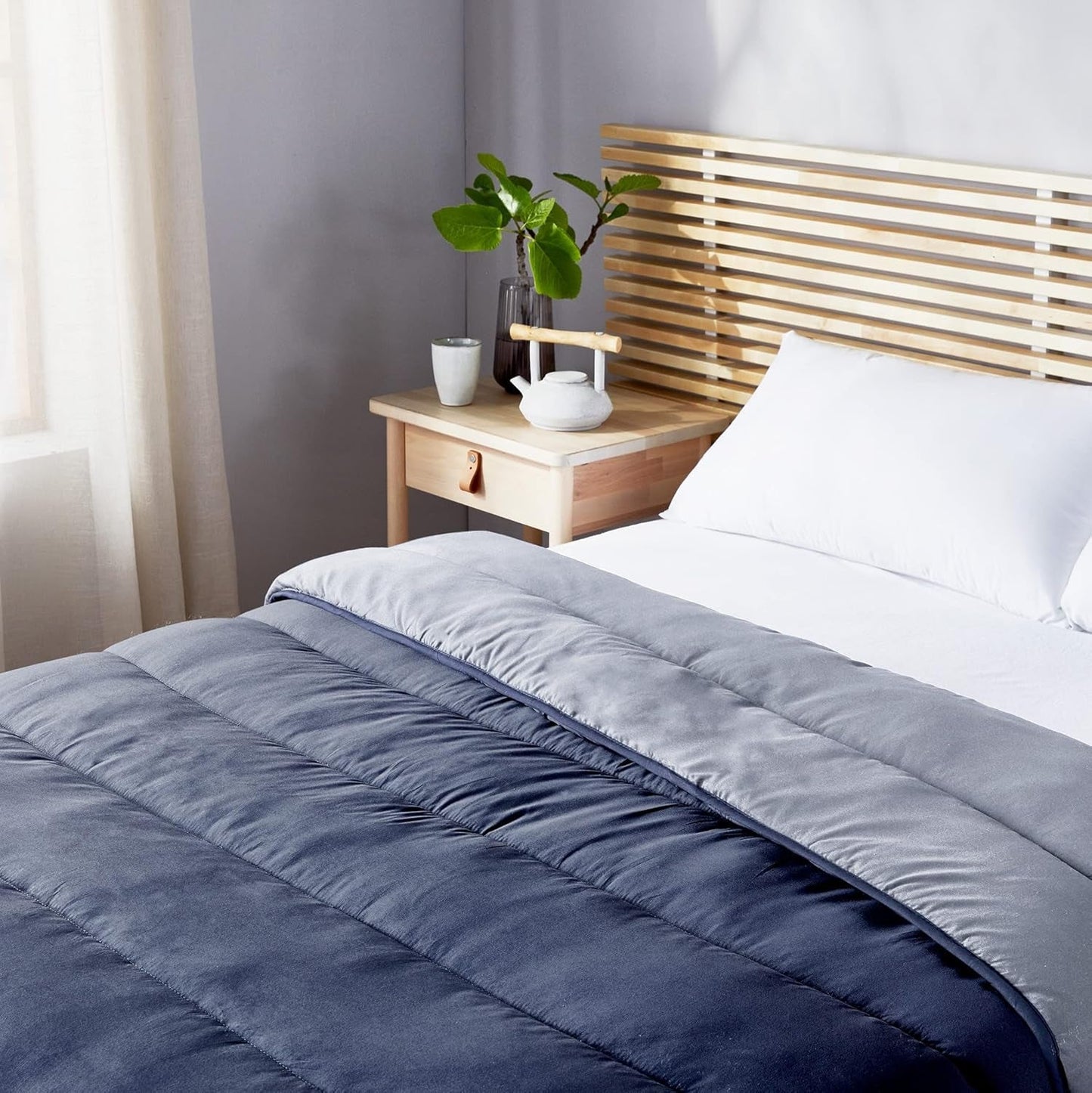 Pikolin Home - Plapumă reversibilă 300 G - Umplutură nordică bicoloră - Pentru pat 105 - Cosy, cald, respirabil, galben muștar, 180 X 260 Cm Plapumi si pilote Naty Shop