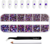 Beadsland 2500Pcs Glas Nailart Strasssteine Kristall Flatback Edelsteine Runde, ​​Für Handwerk Gemischt 8 Größen SS4 ~ SS30 Mit Picking Pinzette Und Stift (Kristall Weiss)