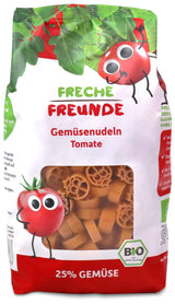 Tăiței vegetali organici Freche Freunde „Morcov”, cu 25% conținut de legume, vegani, pachet de 6 (6 x 300 g)