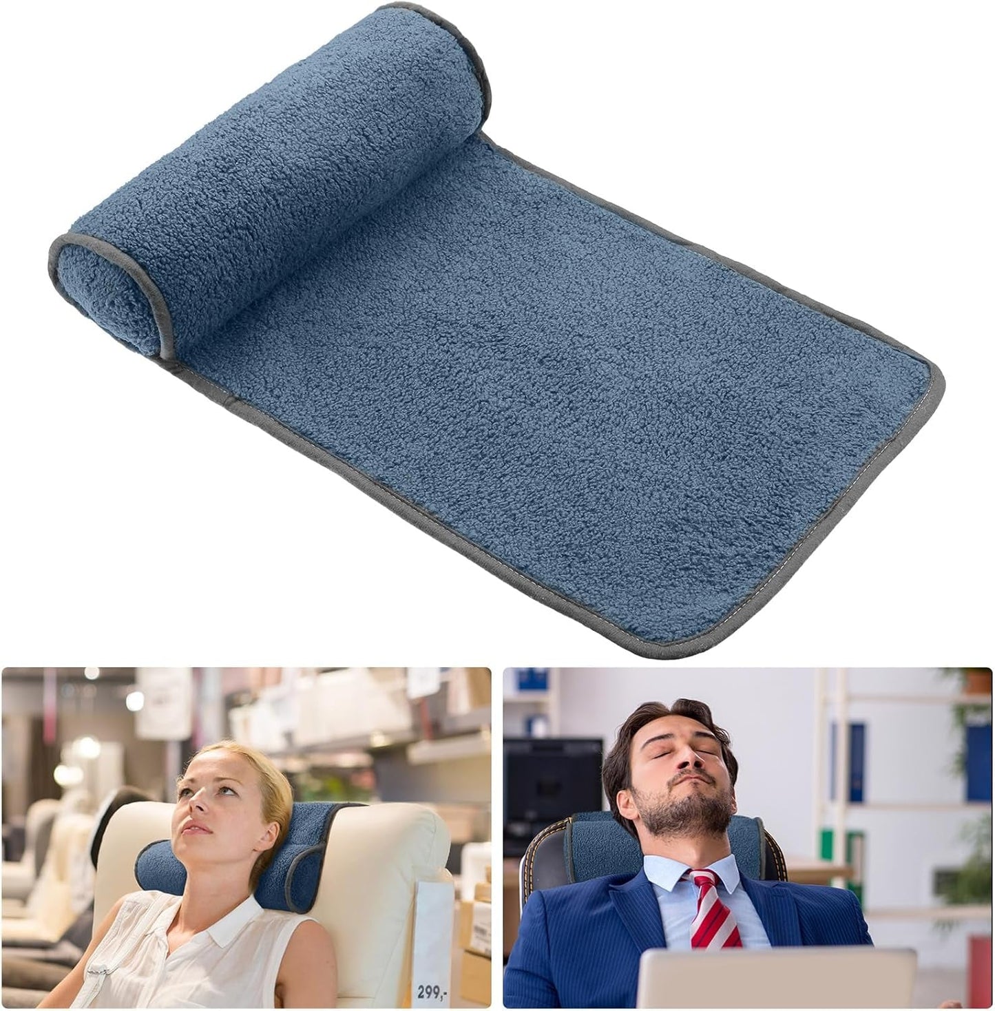Pernă de gât pentru fotoliu reclinabil, pernă reglabilă din pluș, rolă de gât, fleece antiderapant, canapea, pernă de gât pentru călătorii, acasă, șezlong, canapea, fotoliu (gri închis)
