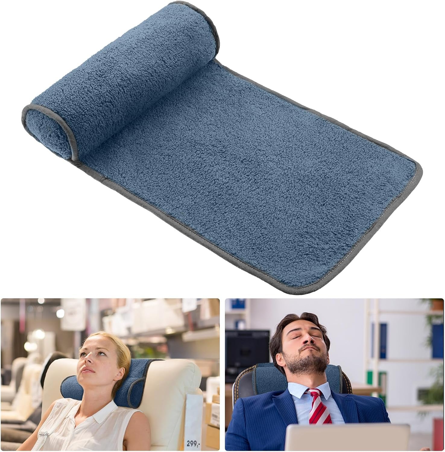Pernă de gât pentru fotoliu reclinabil, pernă reglabilă din pluș, rolă de gât, fleece antiderapant, canapea, pernă de gât pentru călătorii, acasă, șezlong, canapea, fotoliu (gri închis)