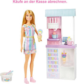 Seria Barbie You Can Be Anything, Salon de înghețată, 1x Păpușă Barbie cu păr blond, Mașină de înghețată, Barbie Play-Doh, Accesorii de copt, Cadou pentru copii, Jucărie pentru vârsta de 3 ani și peste, HCN46