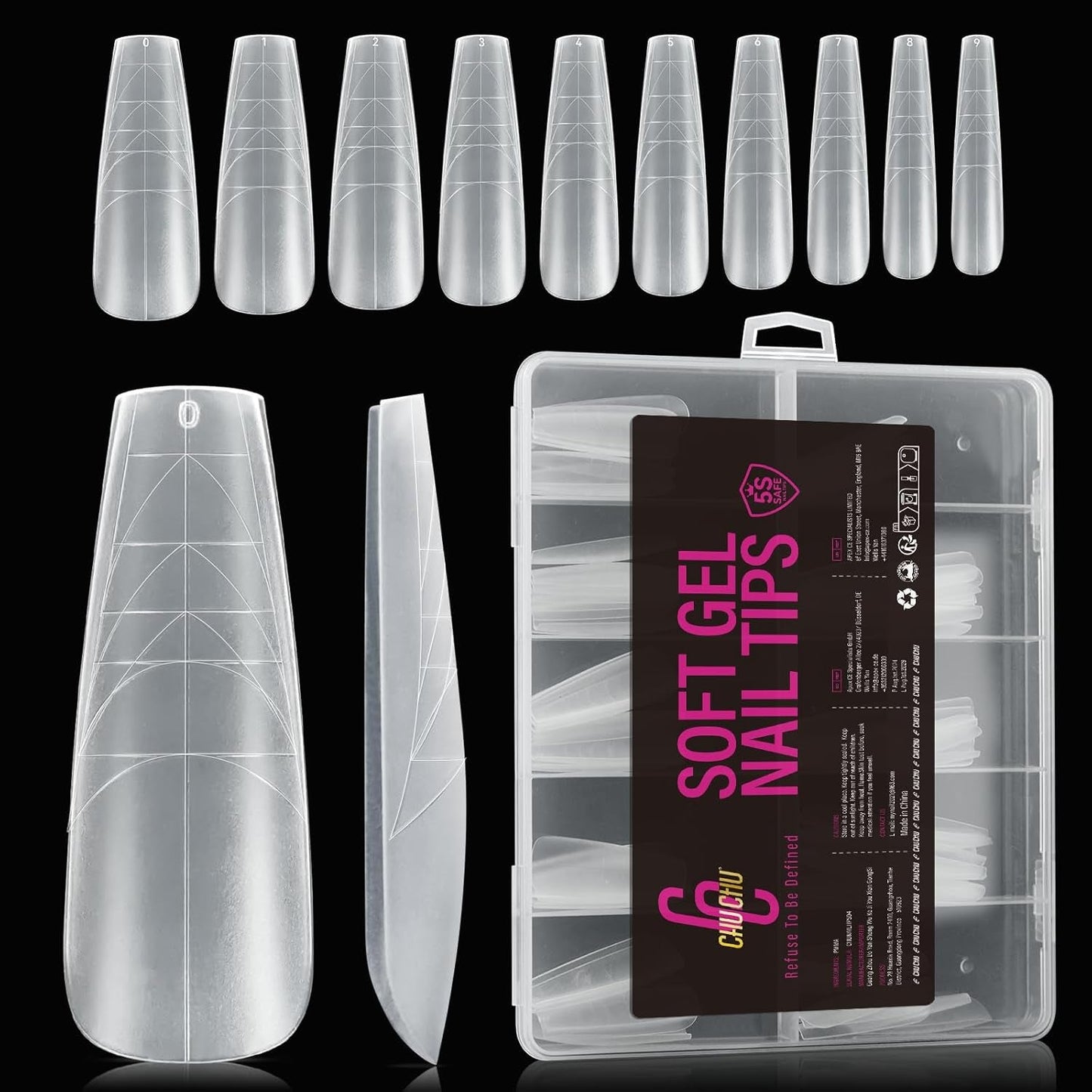 504 bucăți Tipuri de unghii Gel Ballerina Medium: Tipuri de unghii pentru unghii cu gel Unghii false din PMMA Extensii de unghii, unghii artificiale, 12 mărimi