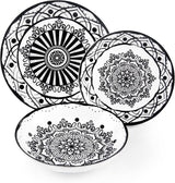 Excelsa Boheme Noir Teller-Set, 18-teilig, Porzellan, Schwarz
