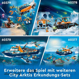 LEGO City Arctic Research Ship, barcă mare de jucărie plutitoare cu elicopter, barcă pneumatică, submarin Rov, epavă vikingă, 7 minifigurine și figură Orca, cadou pentru copii cu vârsta de 7+ 60368 Seturi de constructie Besuche den LEGO-Store