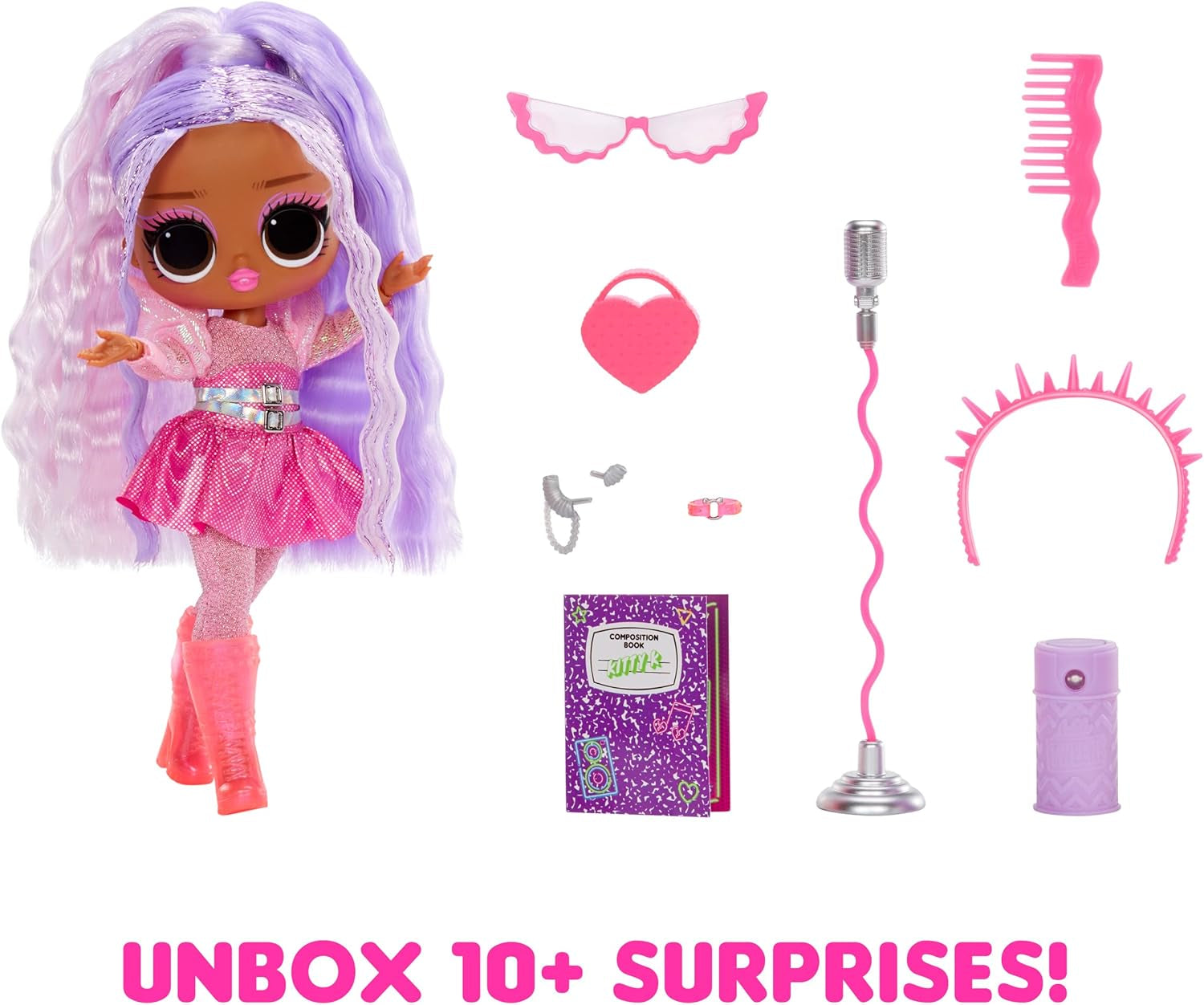 L.O.L. Surprise! Tweens Neon Pop Stars - Kitty K - 1 păpușă la modă cu surprize retroiluminate și 10+ costume și accesorii Pop Star, inclusiv micro-benzi retro, cadou pentru copii 4+ Papusi Naty Shop