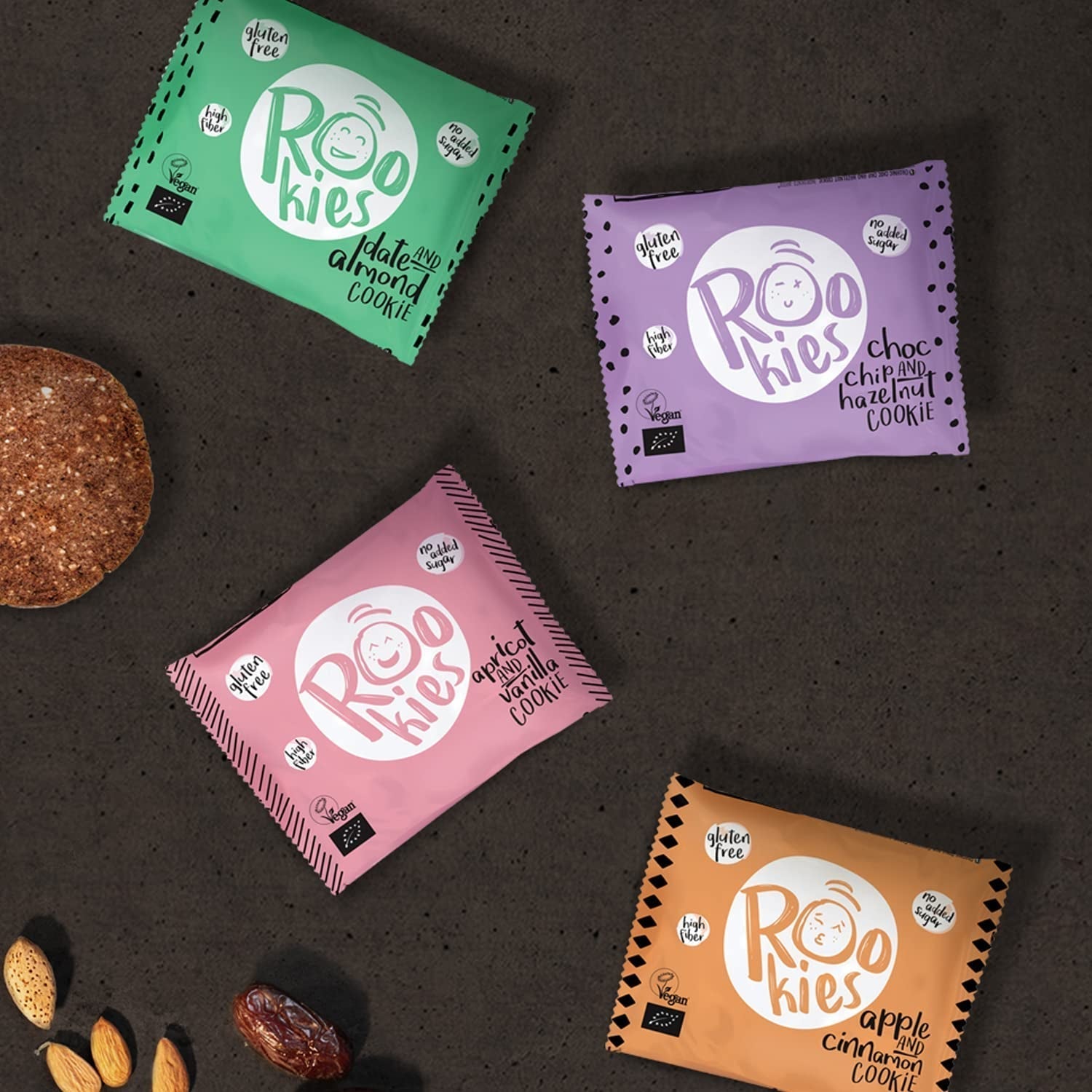 Fursecuri vegane Bett'R cu curmale și migdale, ambalate individual - 100% organice, fără gluten, fără zahăr adăugat - 18 x 40g