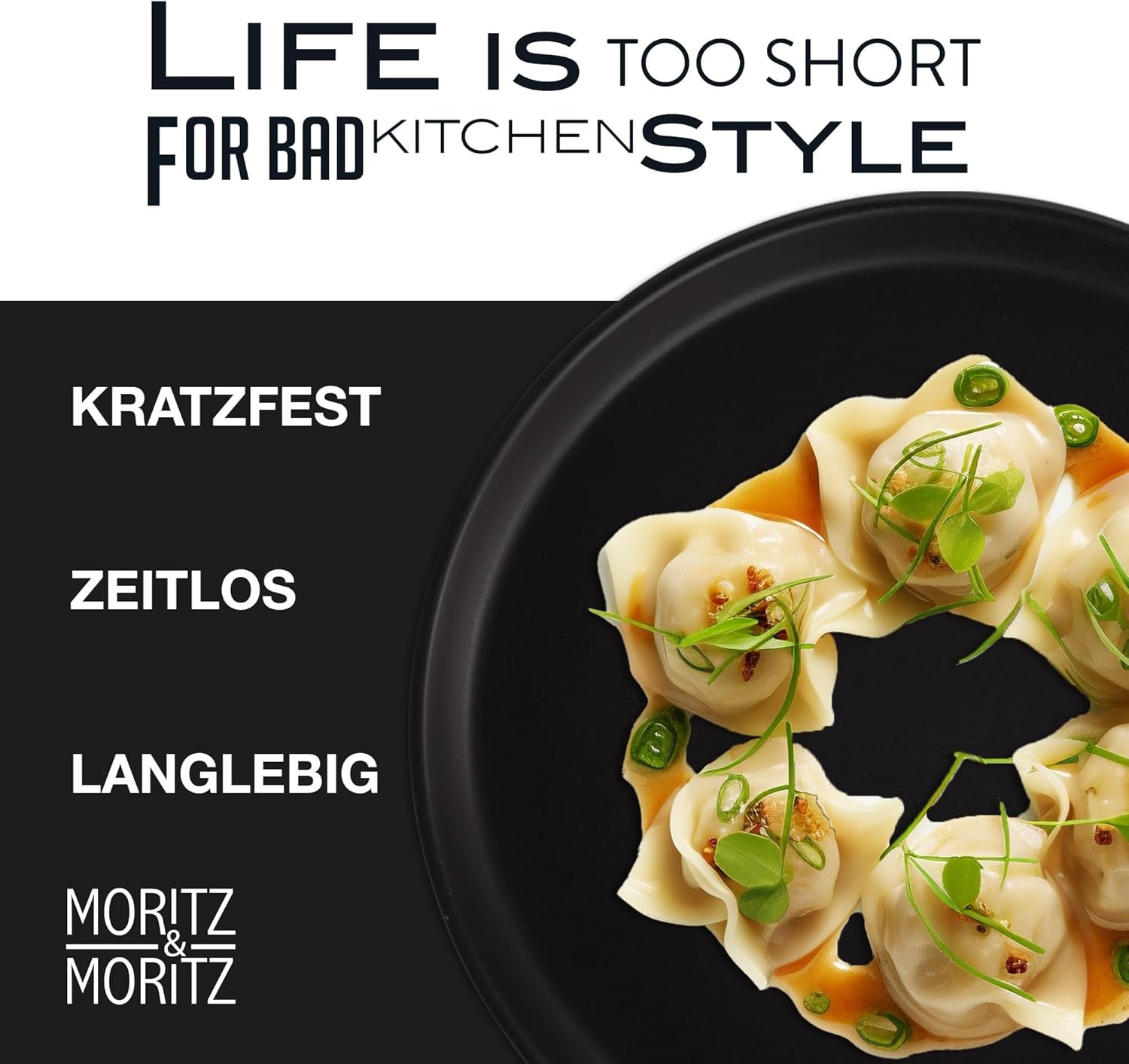 Set de veselă Moritz & Moritz NORDIC pentru 6 persoane - Set de veselă din gresie neagră cu 18 piese - Design scandinav - Set de farfurii robust pentru 6 persoane pentru uz zilnic și pentru oaspeți - Set de veselă combinat