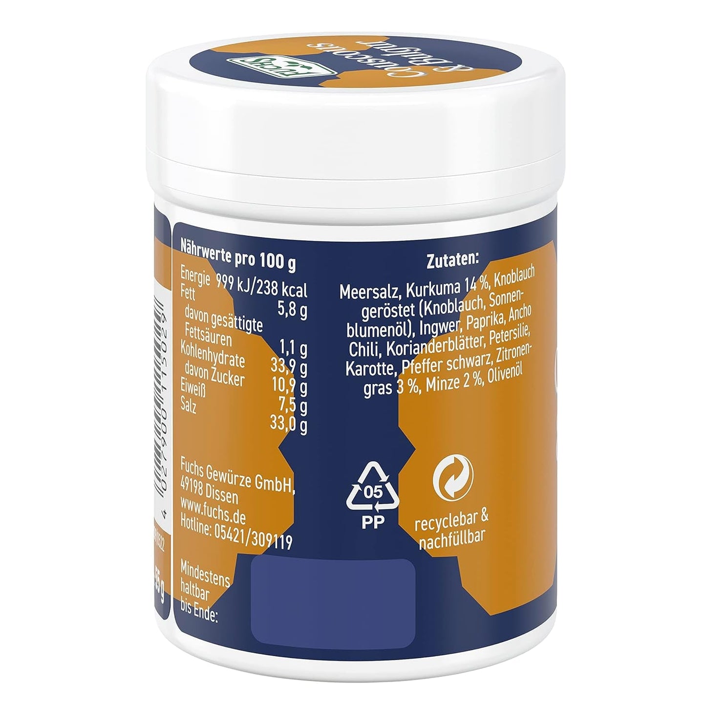 Fuchs Spices Gourmet Selection Middle East/Africa – Mix de condimente pentru couscous și bulgur, mix de condimente reîncărcabil, pentru asezonarea mâncărurilor cu bulgur, vegan, 55 g