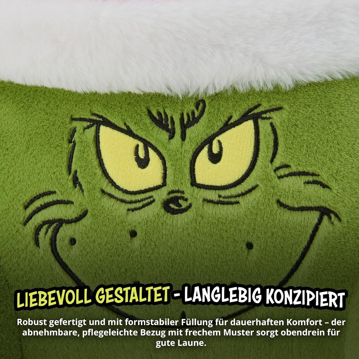 Perna Grinch - Pernă de spate pentru pat și canapea, suport pentru spate cu cotiere, pernă de citit pentru spate, gât și cap, verde, 40 x 38 cm