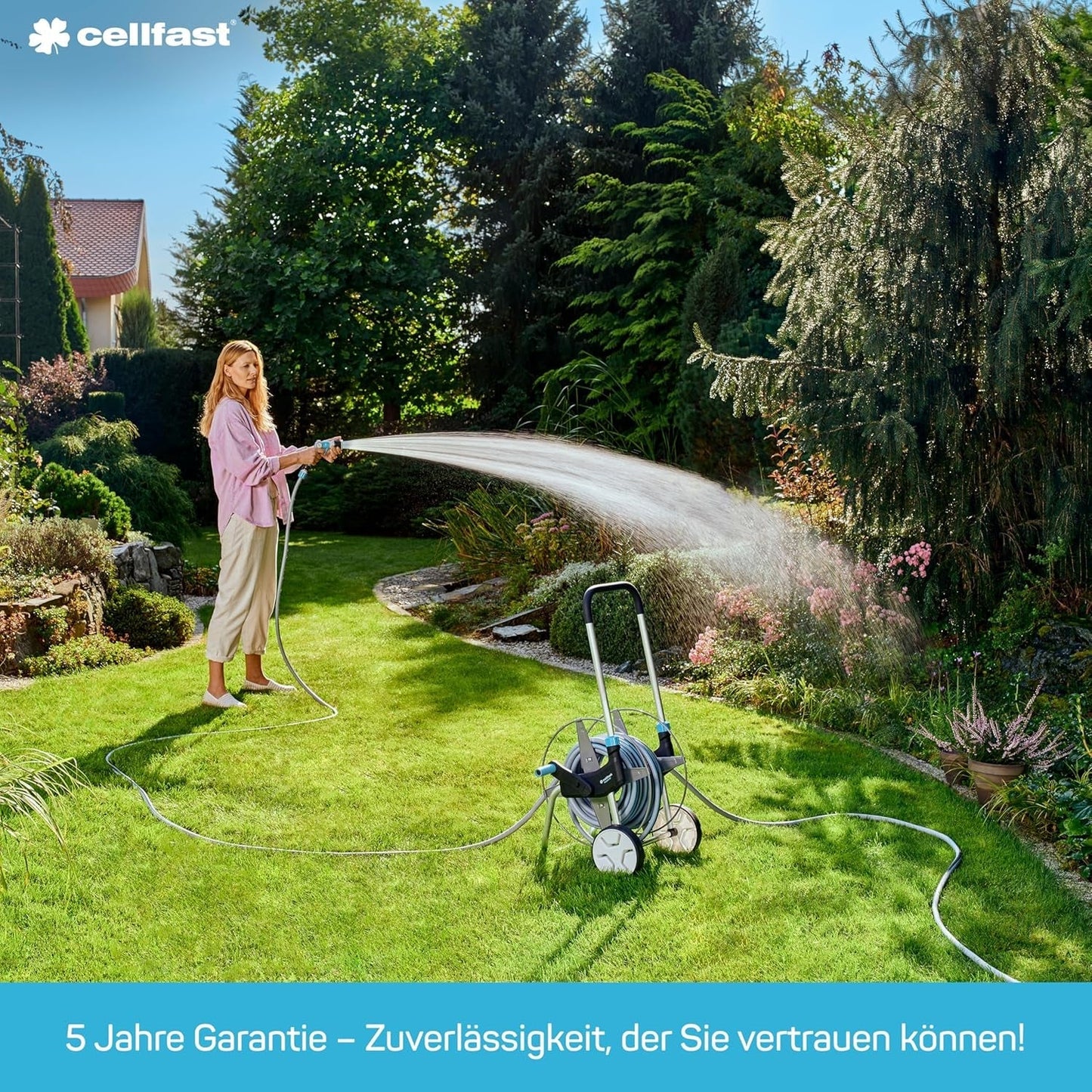 Furtun de grădină CELLFAST, furtun de apă cu 3 straturi pentru grădină, armare durabilă cu fire, furtun flexibil pentru irigații, rezistent la UV, anti-alge, 3,4 inch, lungime 20 metri