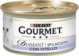 Hrană umedă Diamant pentru pisici adulte, fileuri cu carne de vițel, 24 de conserve a câte 85 g fiecare