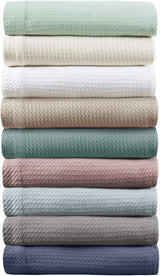 Madison Park 100% bumbac egiptean, respirabil, pătură confortabilă, tricotat premium, sezon de lux, acoperire ușoară pentru pat, canapea și canapea, pat Full/Queensize, Rose Plapumi si pilote Naty Shop