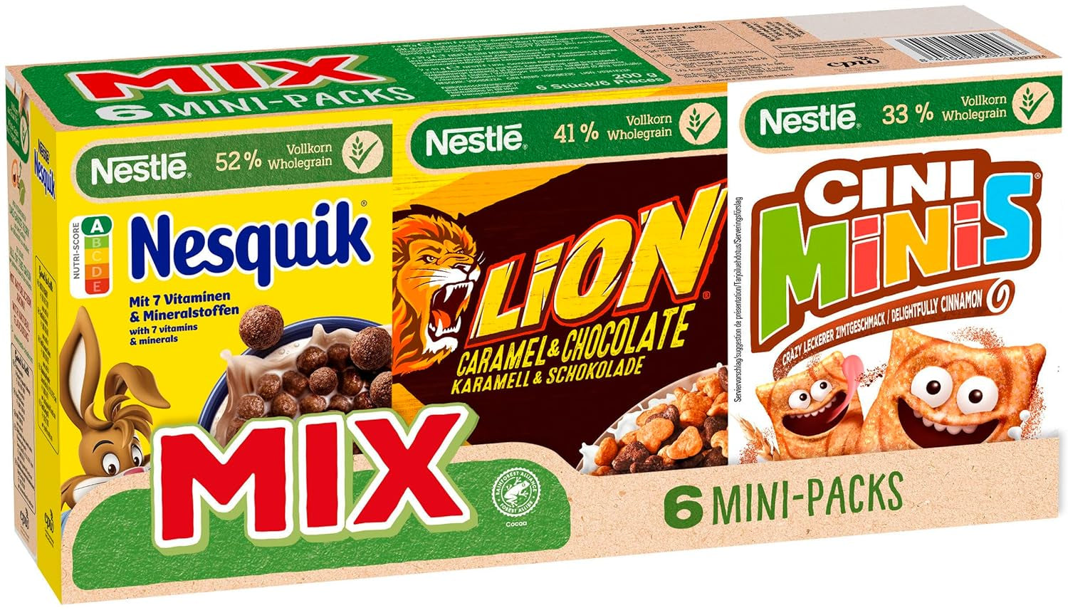 Pachete mini de cereale Nestlé Mix, 6 bucăți, 1 pachet (1x200g la 4x30g, 2x40g)