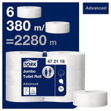 Hârtie igienică Tork Jumbo White T1, Advanced, 2 straturi, 6 × 380 M, 472118