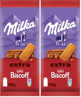 Ciocolată Milka Extra Biscoff – Ciocolată cu lapte alpină cu bucăți crocante de biscuiți Lotus Biscoff – 190g