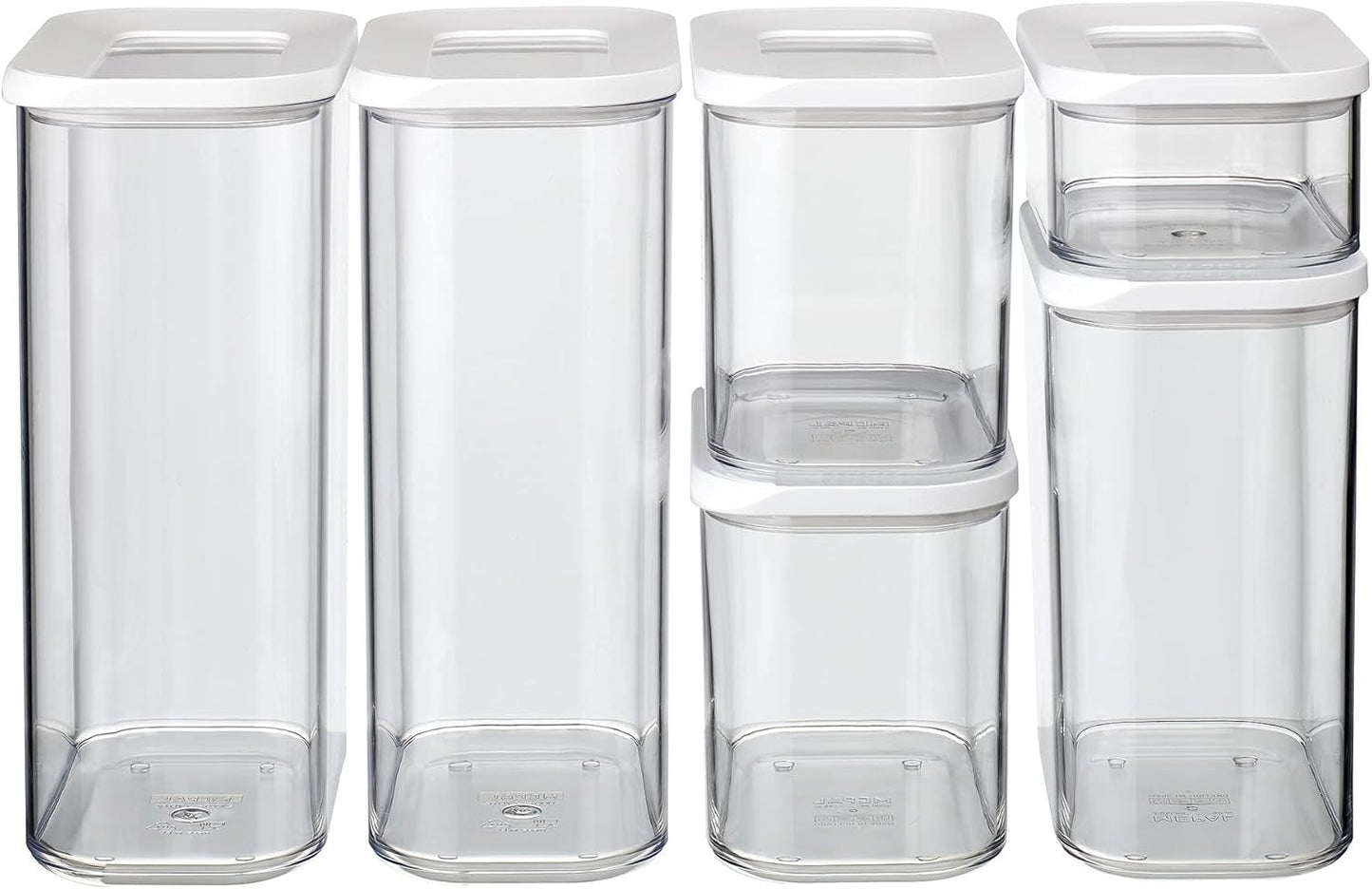 Mepal set de 6 borcane de depozitare cu capace - Recipiente dreptunghiulare pentru alimente - Organizator de bucătărie din plastic - Recipiente de depozitare etanșe - 2x 2000 ml, 2x 1000 ml, 1x 1500 ml & 1x 425 ml - Alb Cutii depozitare alimente Naty Shop