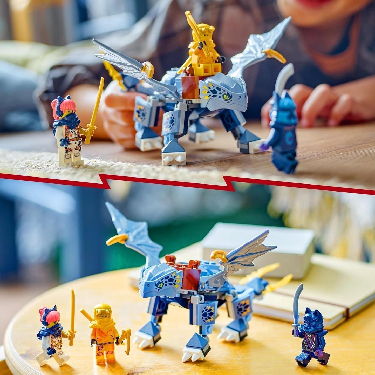 LEGO NINJAGO Riyu The Baby Dragon, jucărie dragon cu 3 mini figurine, jucărie ninja construibilă pentru băieți și fete de 6 ani, cadou plin de acțiune pentru copii 71810 Seturi de constructie Besuche den LEGO-Store