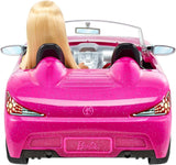 Păpușă Barbie și decapotabilă în roz cu sclipici, logo realist pentru anvelope, jucărie de la 3 ani, DJR55 Papusi Naty Shop