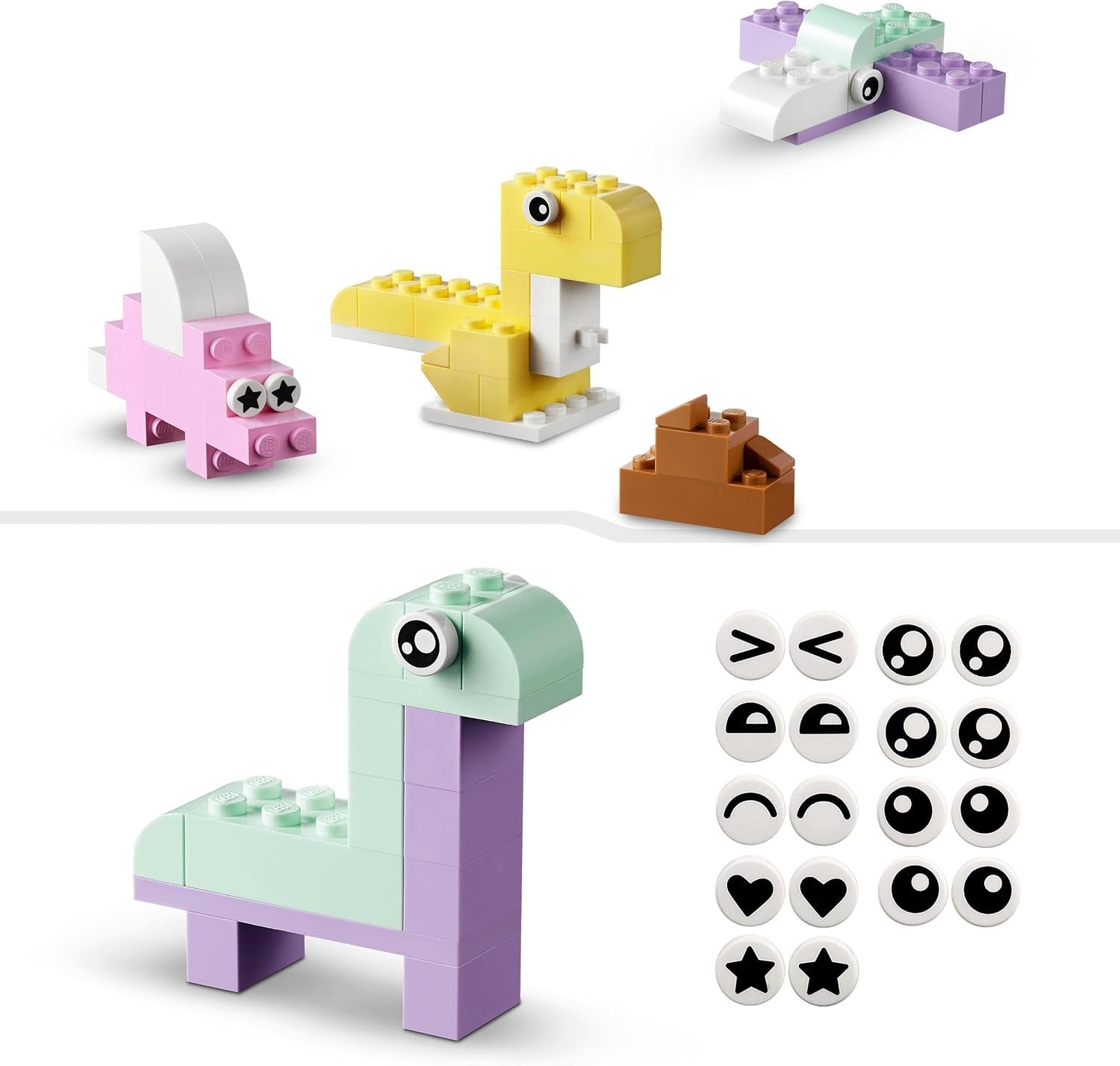 LEGO 11028 Classic Pastel Creative Building Set Brick Box, jucărie de construcție pentru fete și băieți cu vârsta de peste 5 ani Cu modele; înghețată, dinozaur, pisică și multe altele Seturi de constructie Besuche den LEGO-Store