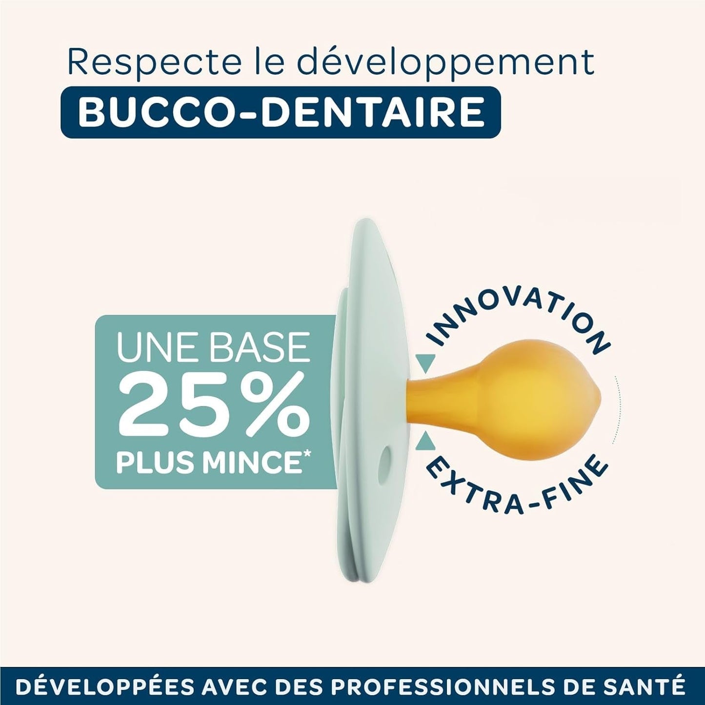 BIOLANE - Tetină rotundă - Suzetă extra subțire - 6+ luni - Verde bicolor - Tetină din cauciuc natural - Pentru dezvoltare orală - Moale și confortabilă
