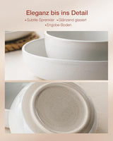 Set de veselă Milkyway, set de farfurii cu 18 piese, set de veselă din gresie pentru 6 persoane cu farfurii de cină, farfurii de desert, boluri pentru cereale, potrivit pentru cuptorul cu microunde și mașina de spălat vase, alb