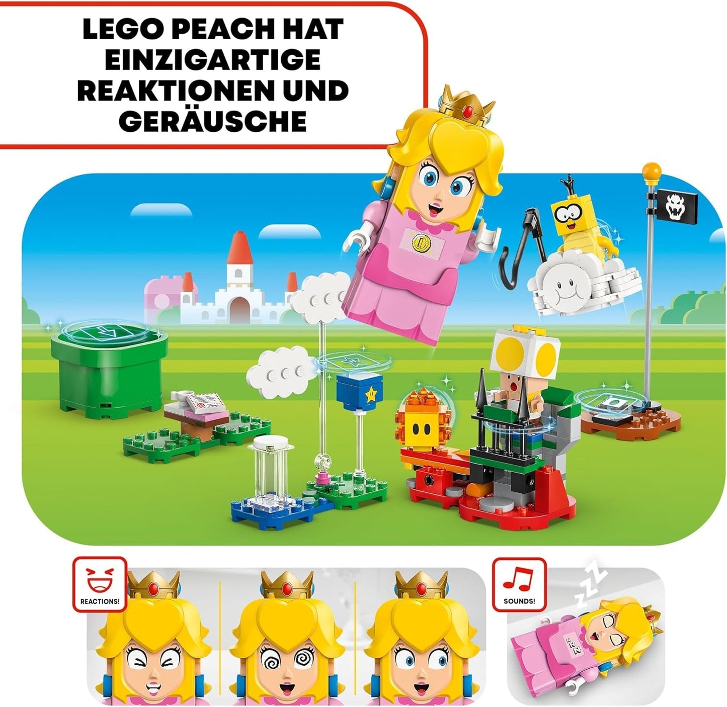LEGO Super Mario Adventures With Interactive Peach, Playset pentru copii cu Yellow Toad, cadou Nintendo pentru băieți, fete și toți jucătorii de la 6 ani 71441 Seturi de constructie Besuche den LEGO-Store