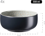 MÄSER 931744 Seria Spicy Market, Set de veselă pictat manual pentru 4 persoane în design vintage mediteranean, Set combinat din ceramică cu 16 piese, Verde, Gresie