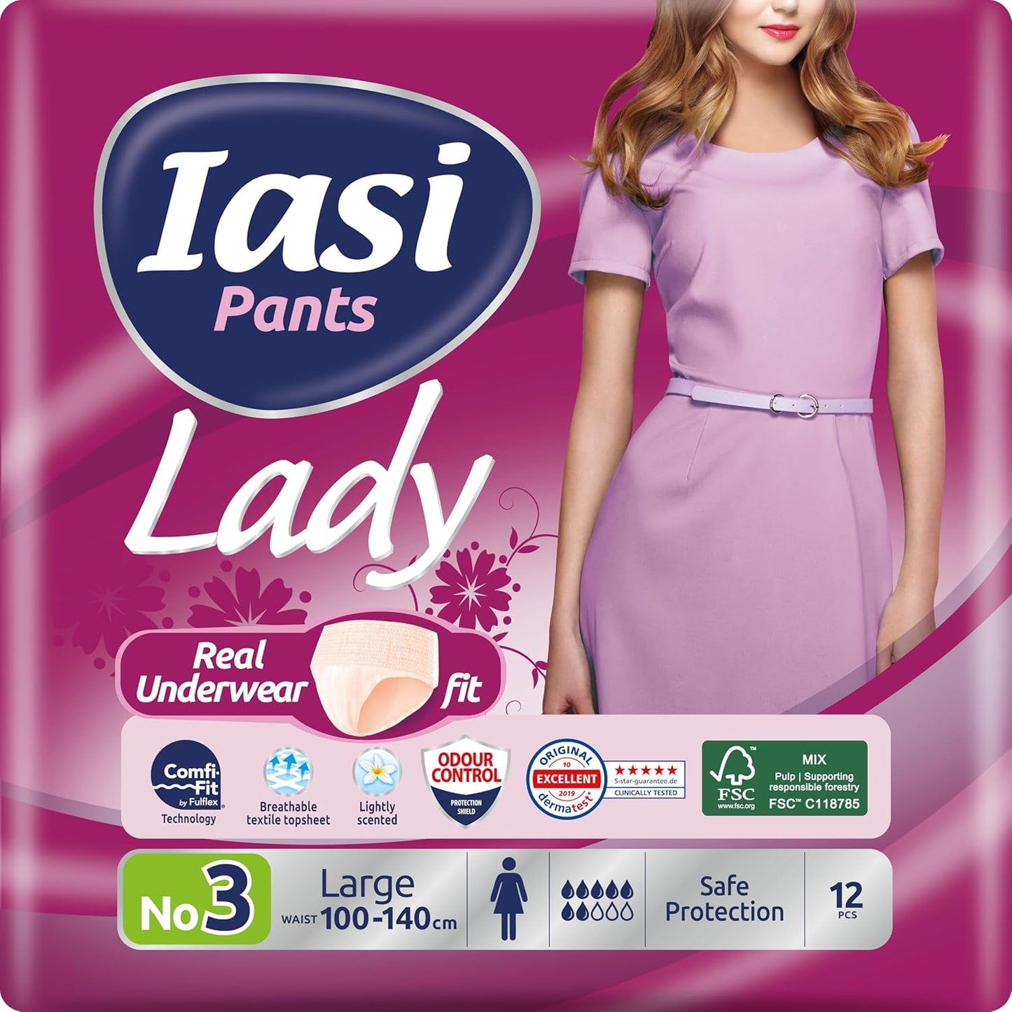 Pantaloni LADY, 48 de pantaloni de incontinență urinară de unică folosință, absorbție Plus, mărimea S pentru femei, 48 de bucăți