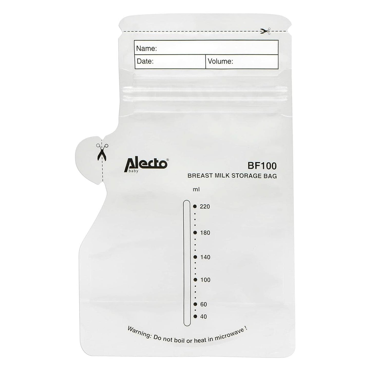 BF100 Pungă de depozitare pentru lapte matern - Pungă pentru lapte matern - capacitate 220 Ml - 100 bucăți - Transparent Accesorii Hrana si Alaptare Bebe Naty Shop