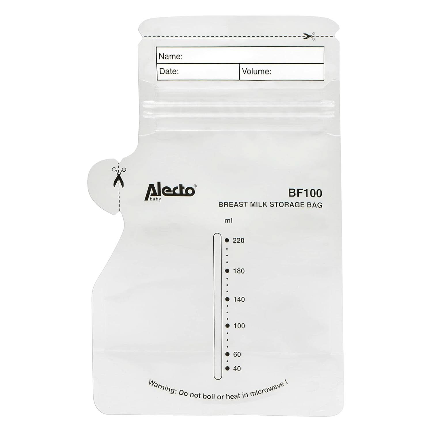 BF100 Pungă de depozitare pentru lapte matern - Pungă pentru lapte matern - capacitate 220 Ml - 100 bucăți - Transparent Accesorii Hrana si Alaptare Bebe Naty Shop