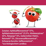 FRECHE FREUNDE Jeleuri organice cu fructe, măr, zmeură și acadele de orez, gustare dulce-fructată pentru copii, fără gluten, vegană, pachet de 20 (20 x 30g)
