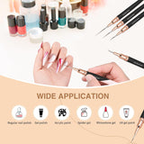 Pensule pentru unghii, 5 bucăți de pensule pentru conturul unghiilor, set de pensule pentru pictură și design, instrument de desen pentru puncte de unghii pentru linii lungi, detalii subțiri, desen fin în dimensiuni 6/9/12/15/18 mm, negru