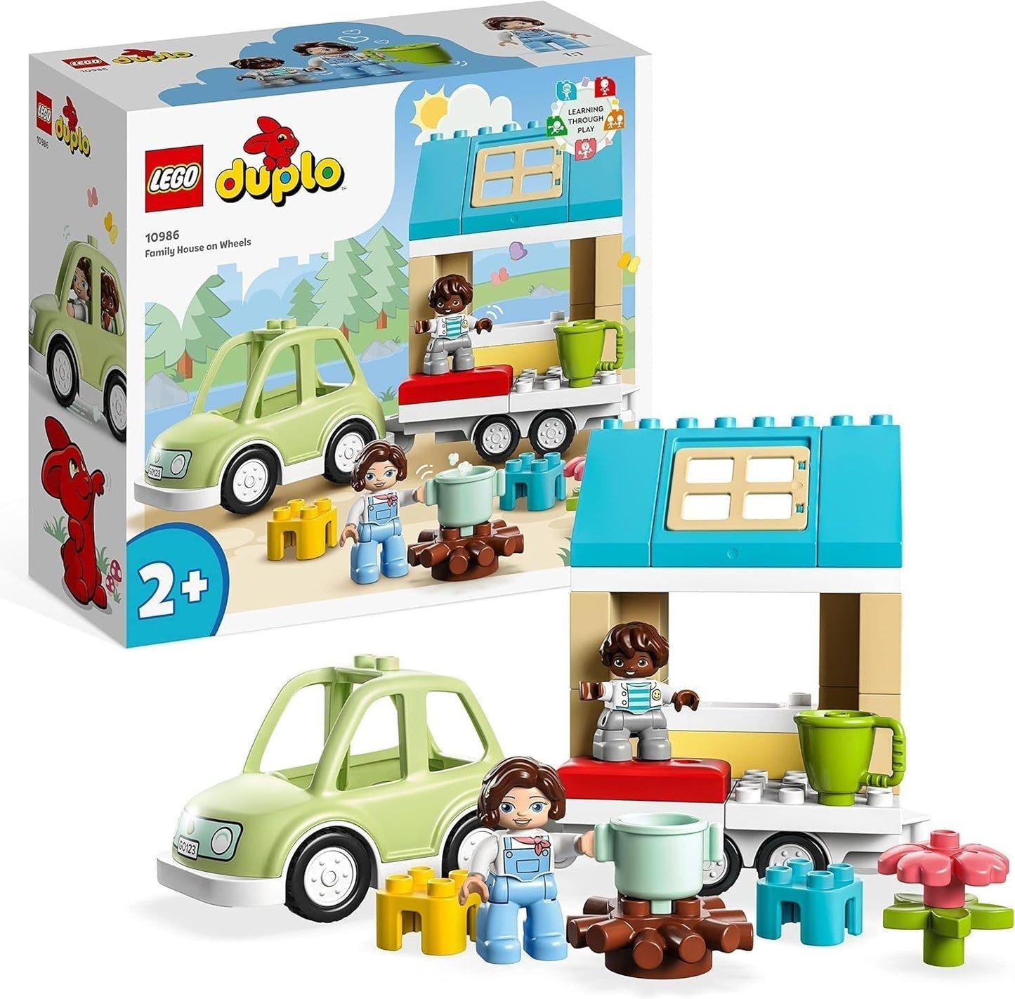 LEGO 10986 DUPLO At Home On Wheels, mașină de jucărie cu cărămizi mari, figurine și mașină de jucărie pentru băieți și fete de la 2 ani, dezvoltă abilitățile motorii fine Seturi de constructie Besuche den LEGO-Store Singur