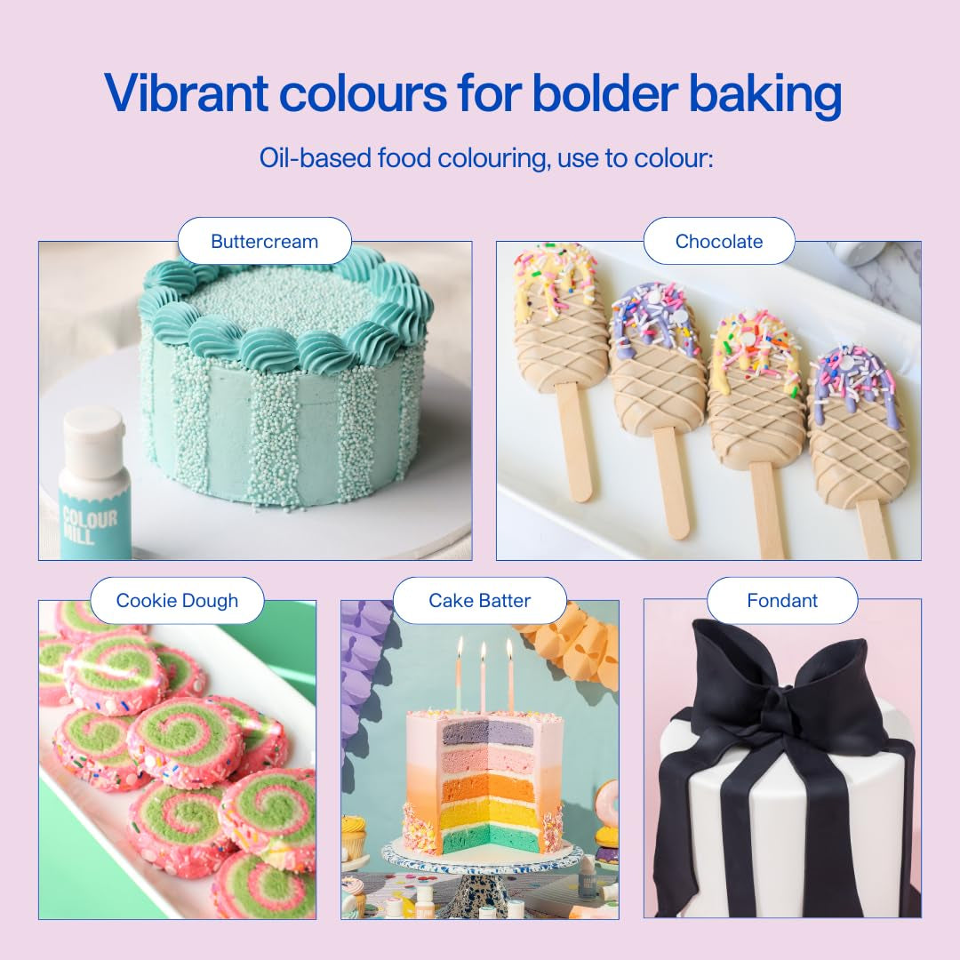 Colorant alimentar pe bază de ulei Colour Mill Blend Violet - Colorant alimentar pentru ciocolată, fondant, brioșe, prăjituri, copt, macaroane - Colorant alimentar pentru decorarea torturilor - 20 ml