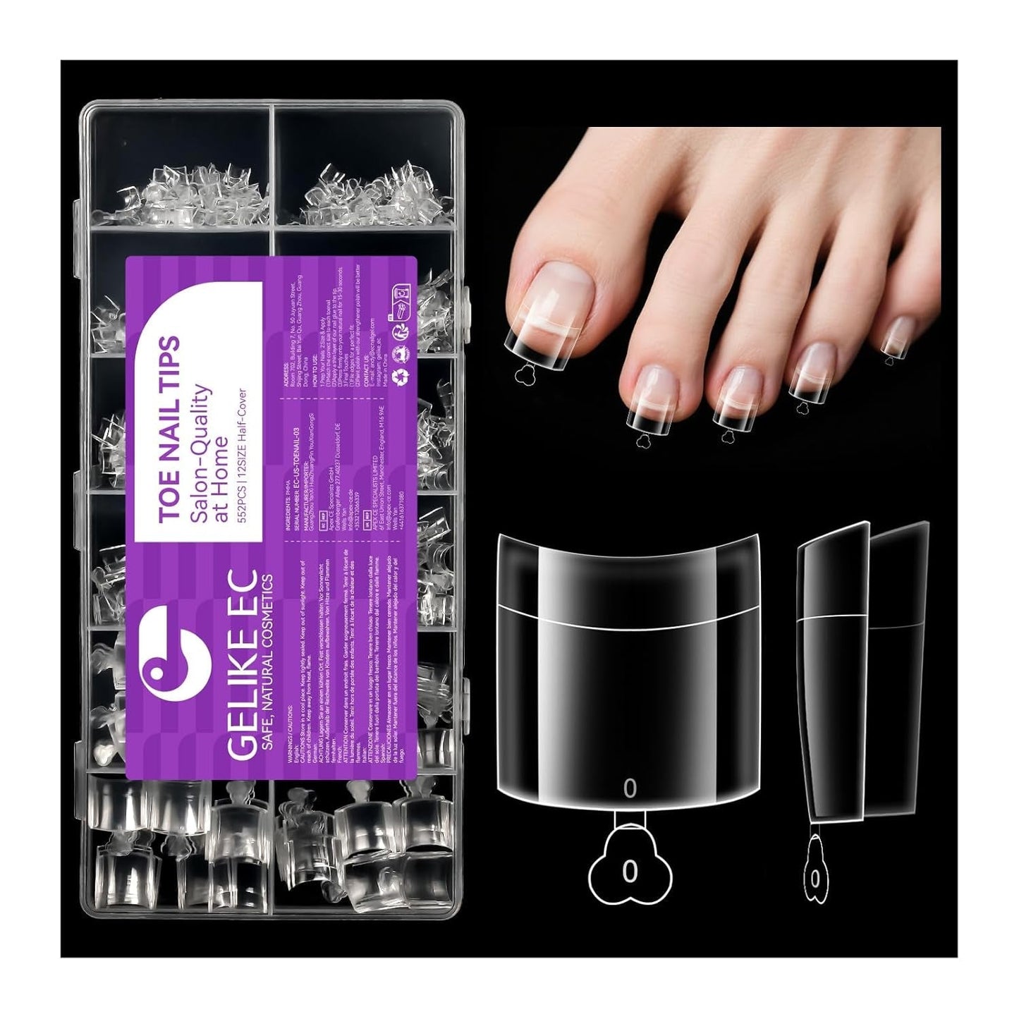 Gelike Ec Scurte Unghii Migdalate – Unghii Moi cu Acoperire Completă, Unghii Artificiale Pre-Lustruite pentru Extensii de Unghii, Studio de Unghii pentru Acasă, Salon DIY, 120 Bucăți, 12 Mărimi