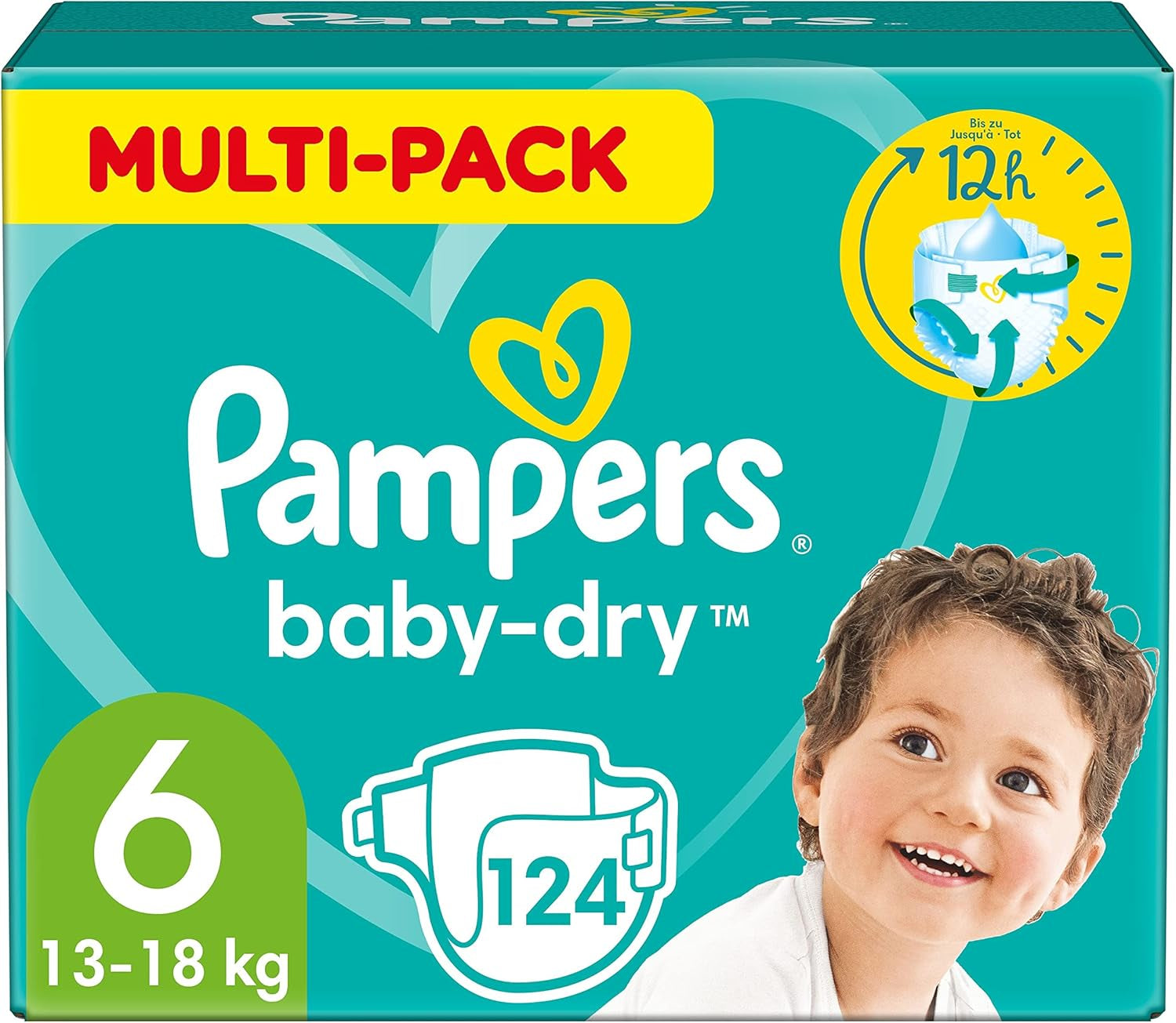 Scutece Pampers Baby-Dry mărimea 5, 174 de scutece, 11 kg - 16 kg, protecție împotriva scurgerilor de până la 100% și confort toată noaptea