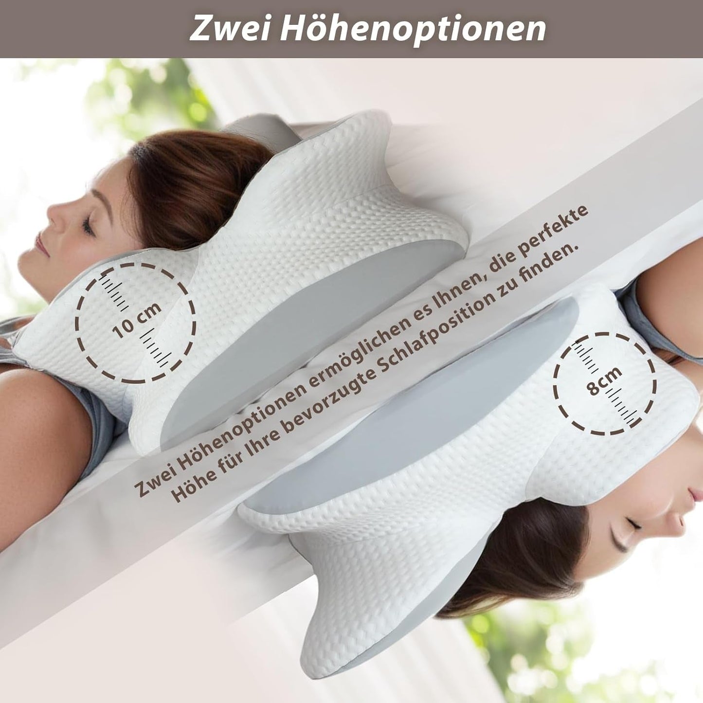 Pernă pentru gât Pernă ortopedică pentru cap Pernă din spumă de memorie Pernă pentru impact lateral - Design ergonomic Cu formă goală Pentru impact lateral, dorsal și abdominal Gri deschis Perne ortopedice cervicale Naty Shop