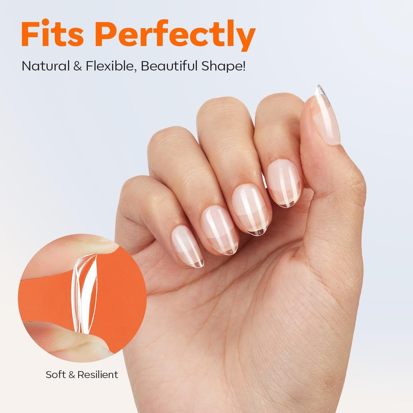 Modelones Tips Unghii 216 Piese - Set Tips Unghii Acoperire Completă, Set Tips Gel Moale, Tips Unghii Rășină PMMA Pre-Lustruire, Unghii Artificiale pentru Lipire pe Nail Art DIY, Migdale Scurte XS