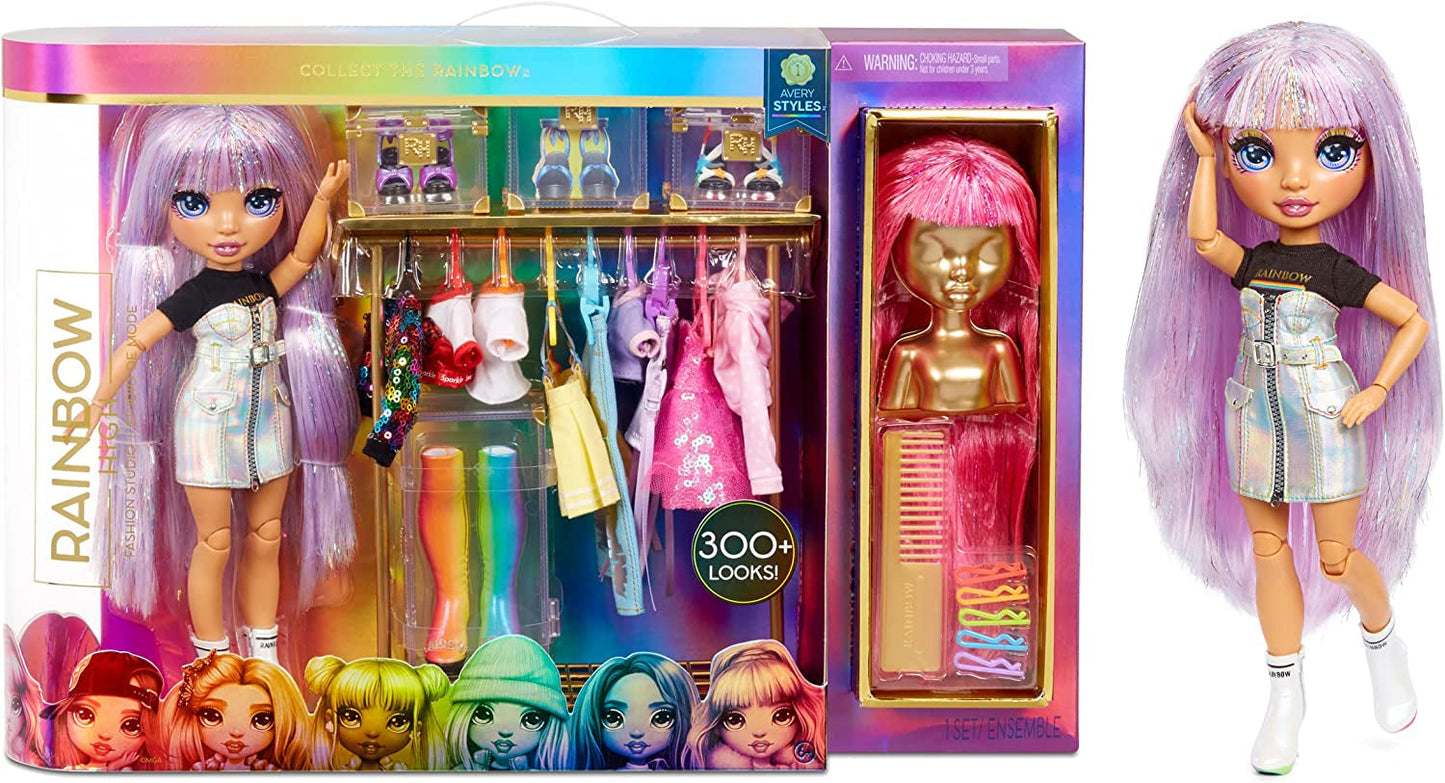 Rainbow High 571049 Fashion Studio - Păpușă exclusivă cu haine, accesorii și 2 peruci strălucitoare - Creează peste 300 de ținute!