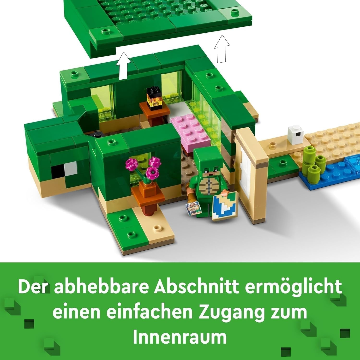 LEGO Minecraft The Turtle Beach House, casă de jucărie cu accesorii pentru fete și băieți de la 8 ani, set cu animale și personaje din jocul video, cadou pentru gameri 21254 Seturi de constructie Besuche den LEGO-Store