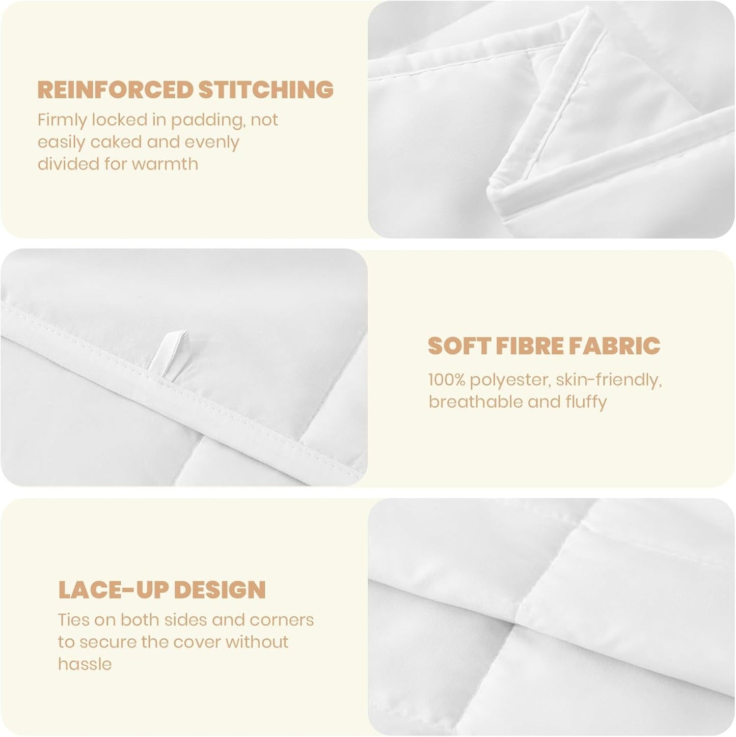 Good Nite Double Duvet, 4.5 Tog, Summer Duvet, Double Duvet, White, Quilt, Poliester, Soft And Lightweight And Machine Washable With Corner Bands (Double Bed 200 X 200 Cm) Plapumi si pilote Naty Shop