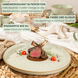 SÄNGER Rio Mint | Set de veselă din gresie pentru 6 persoane, 6 farfurii, 6 farfurii de desert, 6 boluri, verde mentă | COLECȚIA VALUE