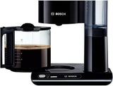 Espressor cu filtru Bosch Styline TKA8013, senzor de aromă, carafă din sticlă cu conservare a aromei 1,25 L, pentru 10-15 cești, oprire automată, sistem de detartrare, sistem anti-picurare, suport pentru filtru rotativ, 1160 W, negru